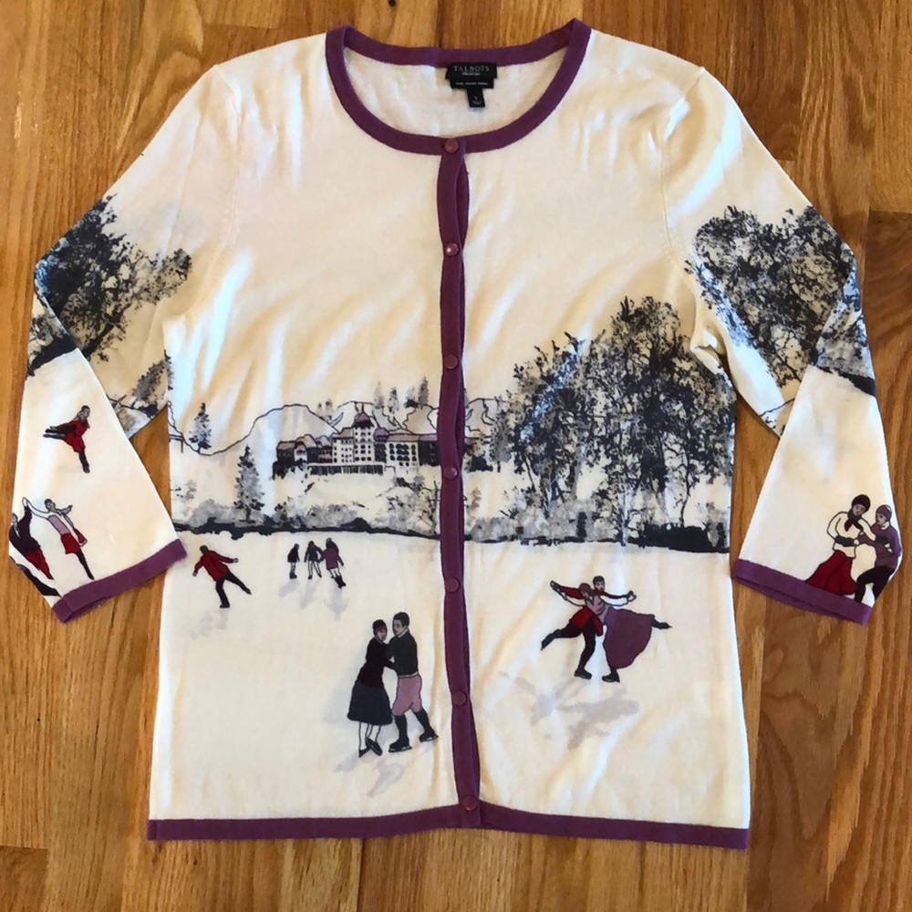 Talbots⛸ ice skaters wool cardigan size small
